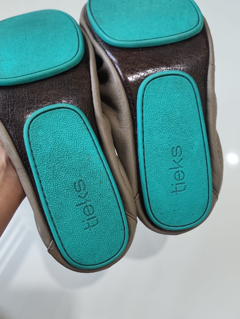 Tieks Taupe Leather Ballet Flats - Picture 10 of 14